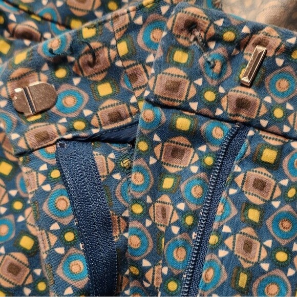 Madison Hill Pants Blue Yellow Geometric Straight Leg Preppy Cotton Stretch 14 - Picture 10 of 12